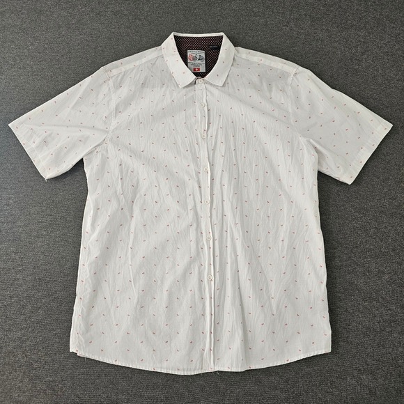 Swiss Cross Other - Swiss Cross Mens 2XL White Watermelon Print Short Sleeve Button Down Shirt